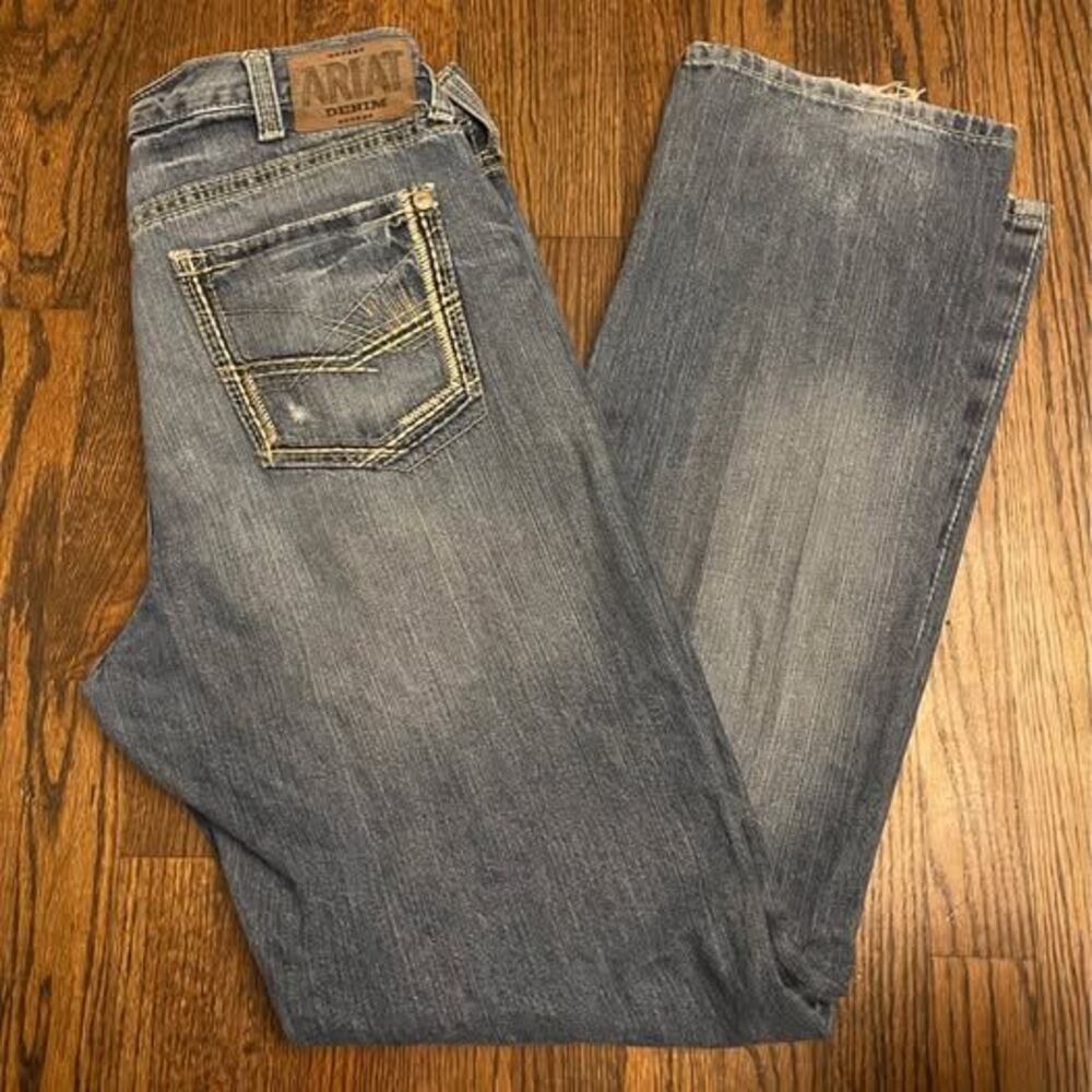 36x36 Ariat Men’s Jeans Slim Straight Denim Blue Distressed